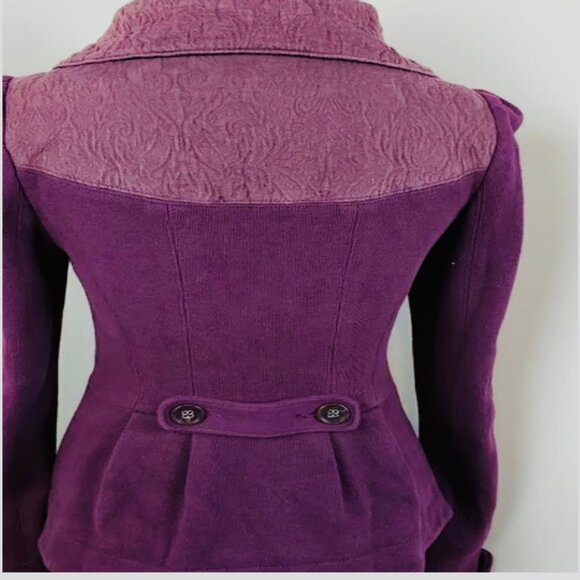 Free People Button up Purple Jacket Cotton Floral Lined - Picture 3 of 5